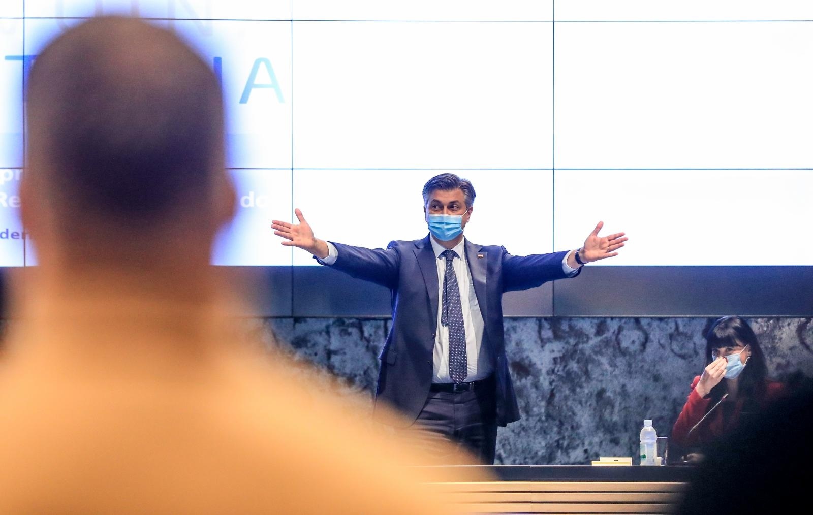 12.11.2020., Zagreb - U Nacionalnoj i sveucilisnoj knjiznici odrzano je predstavljenje Nacionalne razvojne strategije do 2030 godine. Predsjednik Vlade Andrej Plenkovic
Photo: Slavko Midzor/PIXSELL