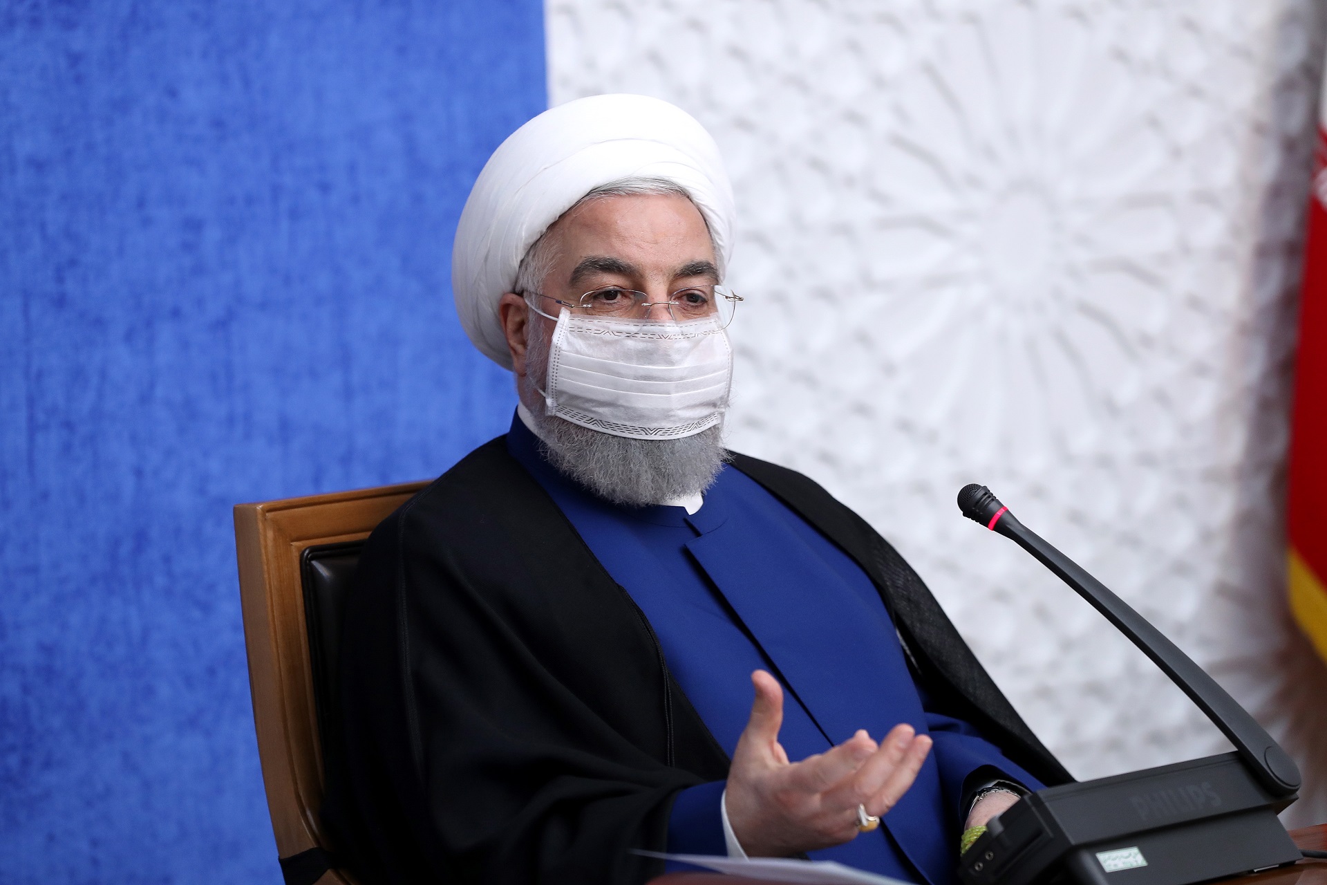 epa08807271 A handout photo made available by the presidential office shows Iranian President Hassan Rouhani speaking during an economic government meeting in Tehran, Iran, 08 November 2020. Media reported that Iranian President Rouhani on 08 November expressed his hopes that the next US administration will return to the nuclear deal and make up the past three years mistakes towards Iran. Biden defeated incumbent US President Donald J. Trump.  EPA/PRESIDENT OFFICE HANDOUT  HANDOUT EDITORIAL USE ONLY/NO SALES