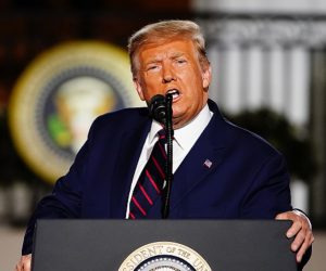 epa08802877 (FILE) - US President Donald J. Trump delivers his acceptance speech on the final night of the Republican National Convention on the South Lawn of the White House in Washington, DC, USA, 27 August 2020 (reissued 06 November 2020). According to media reports citing election officials, US Democratic Presidential candidate Joe Biden has taken the lead in Pennsylvania. An official win of the state would push Biden over the 270 electoral votes necessary to become the 46th President of the United States.  EPA/JIM LO SCALZO *** Local Caption *** 55537332