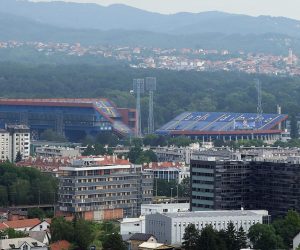 25.05.2018., Zagreb - Pogled na panoramu Zagreba sa zadnjeg kata nebodera Zagrebtower u Radnickoj cesti. Borongaj, Maksimir, Stadion u Maksimiru. 
Photo: Goran Stanzl/PIXSELL