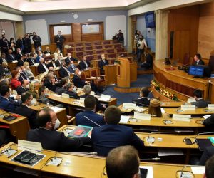 epa08857315 Montenegro's Prime Minister-designate Zdravko Krivokapic delivers his plan for a new government to members of parliament in Podgorica, Montenegro, 02 December 2020. After the parliamentary elections on 30 August 2020, the ruling pro-Serb alliance 'For the Future of Montenegro', Civic Movement United Reform Action and coalitions 'Black or white' won the political mandate taking 41 out of the 81seats in the parliament.  EPA/BORIS PEJOVIC