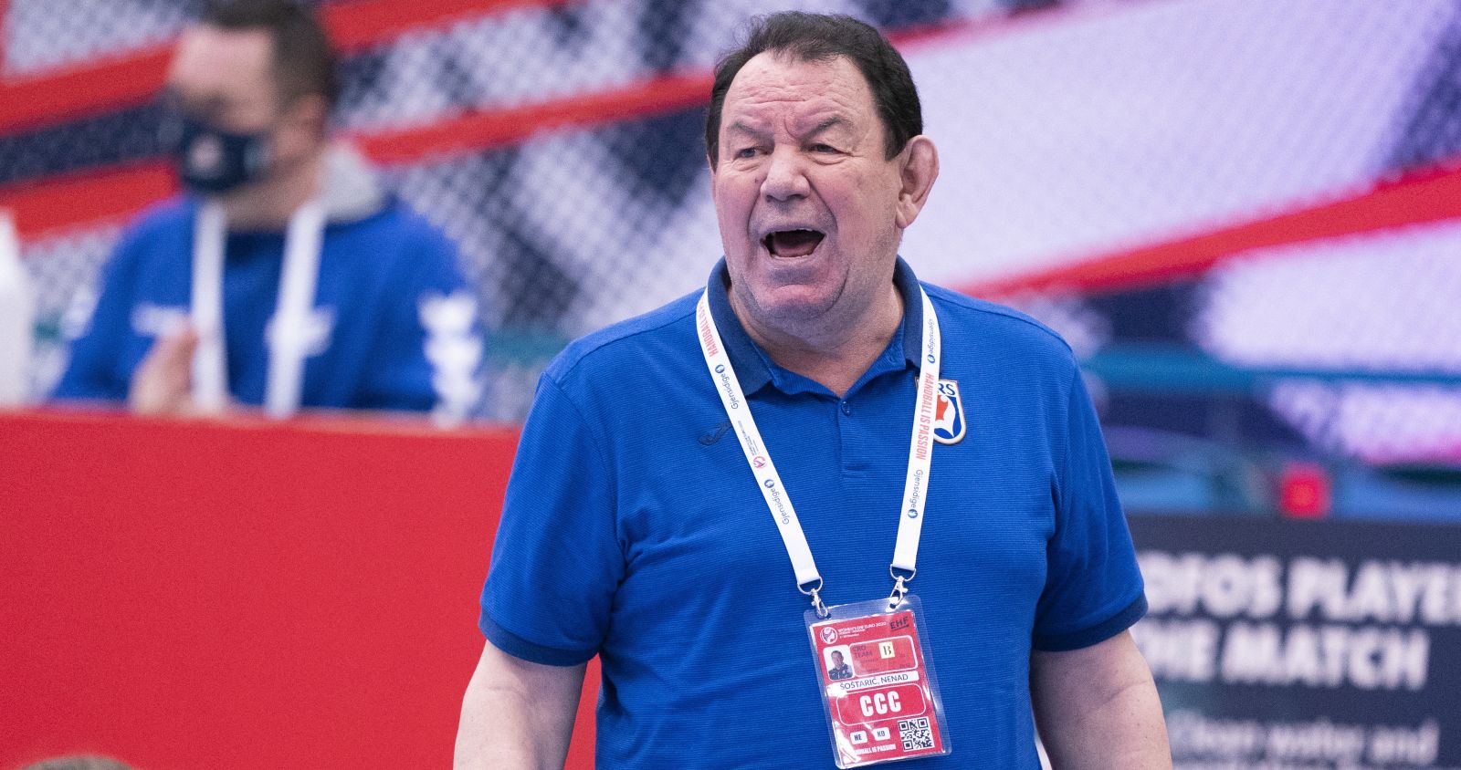 epa08870828 Head coach Nenad Sostaric of Croatia reacts during the EHF EURO 2020 European Women's Handball preliminary round match between Serbia and Croatia at Sydbank Arena in Kolding in Denmark, 08 December 2020.  EPA/CLAUS FISKER DENMARK OUT