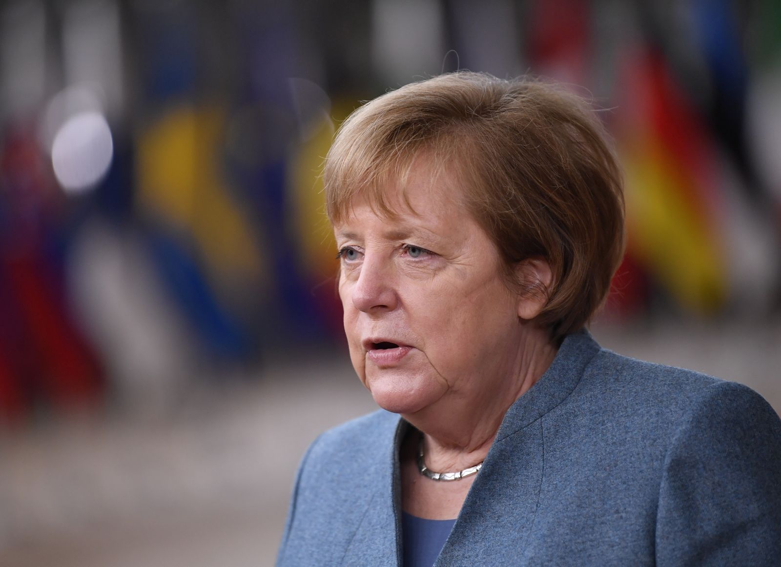 epa08874198 German Chancellor Angela Merkel attends a two days face-to-face EU summit in Brussels, Belgium, 10 December 2020. The EU Leaders will mainly focus on response to the COVID-19, Multi annual framework (MFF) agreement and new EU emissions reduction target for 2030.  EPA/JOHN THYS / POOL