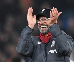 epa08890373 (FILE) Liverpool's manager Juergen Klopp greets supporters at the end of the English Premier League soccer match between Crystal Palace v Liverpool at Selhurst Park in London, Britain, 23 November 2019. Liverpool manager Juergen Klopp wins the Best FIFA Men's Coach Award 2020 during the Best FIFA Football Awards virtual TV show broadcast from the FIFA headquarters in Zurich on 17 December 2020.  EPA/FACUNDO ARRIZABALAGA EDITORIAL USE ONLY. No use with unauthorized audio, video, data, fixture lists, club/league logos or 'live' services. Online in-match use limited to 120 images, no video emulation. No use in betting, games or single club/league/player publications