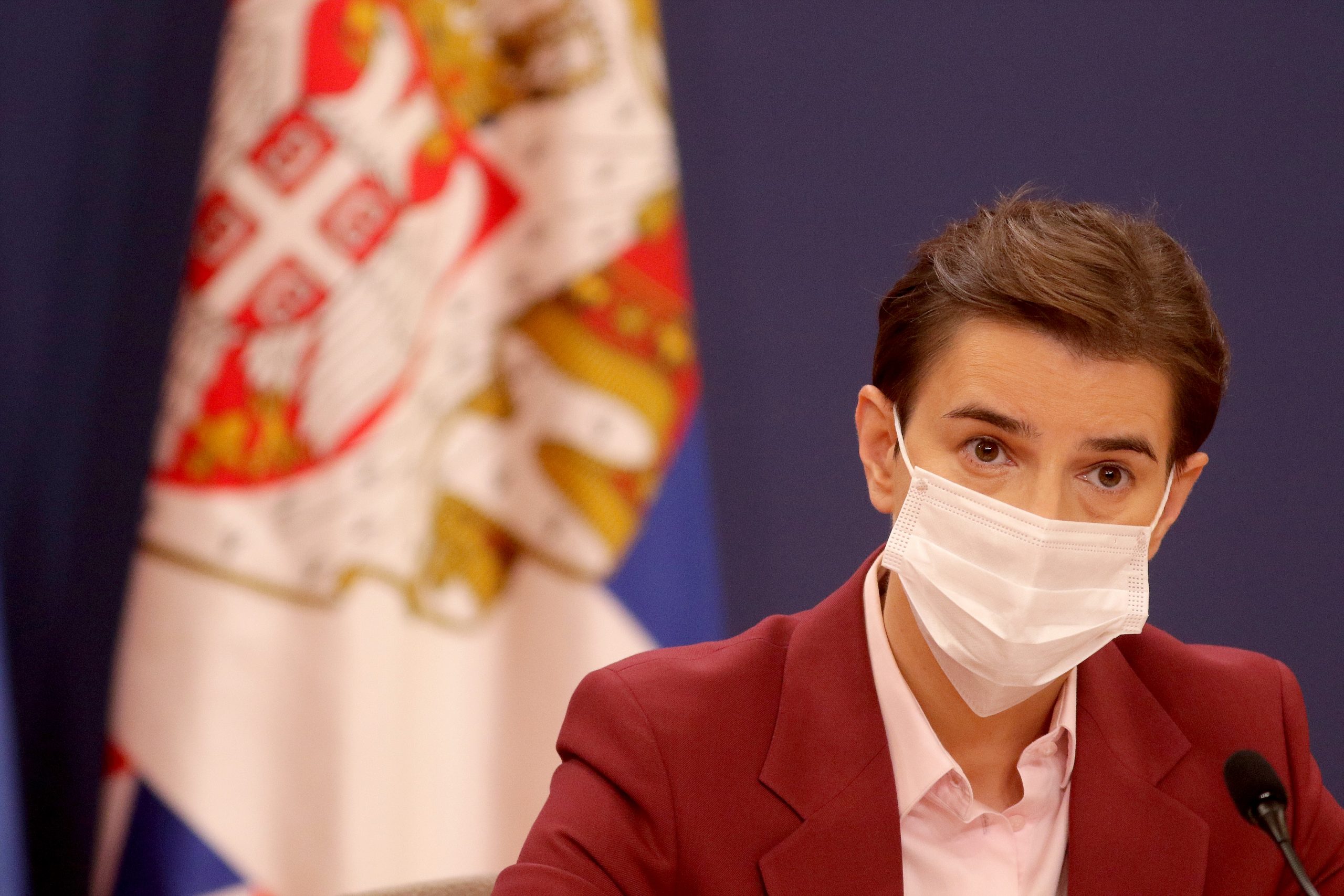 02, November, 2020, Belgrade - Press conference after a special session of the Government of the Republic of Serbia.   Ana Brnabic. Photo: Antonio Ahel/ATAImages

02, novembar, 2020, Beograd - Konferencija za novinare posle posebne sednica Vlade Republike Srbije. Photo: Antonio Ahel/ATAImages