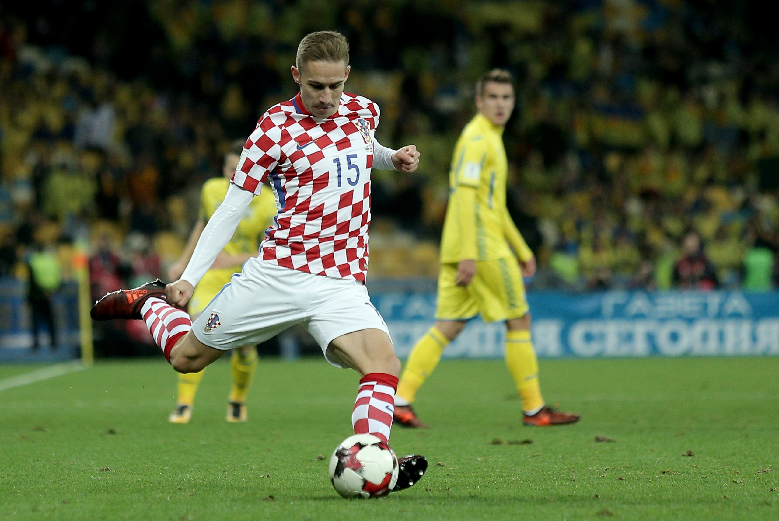09.10.2017., stadion Olimpiyskiy, Kijev, Ukrajina - Kvalifikacijska utakmica za Svjetsko prvenstvo u Rusiji 2018., skupina I, 10. kolo, Ukrajina - Hrvatska. Marko Rog. Photo: Igor Kralj/PIXSELL