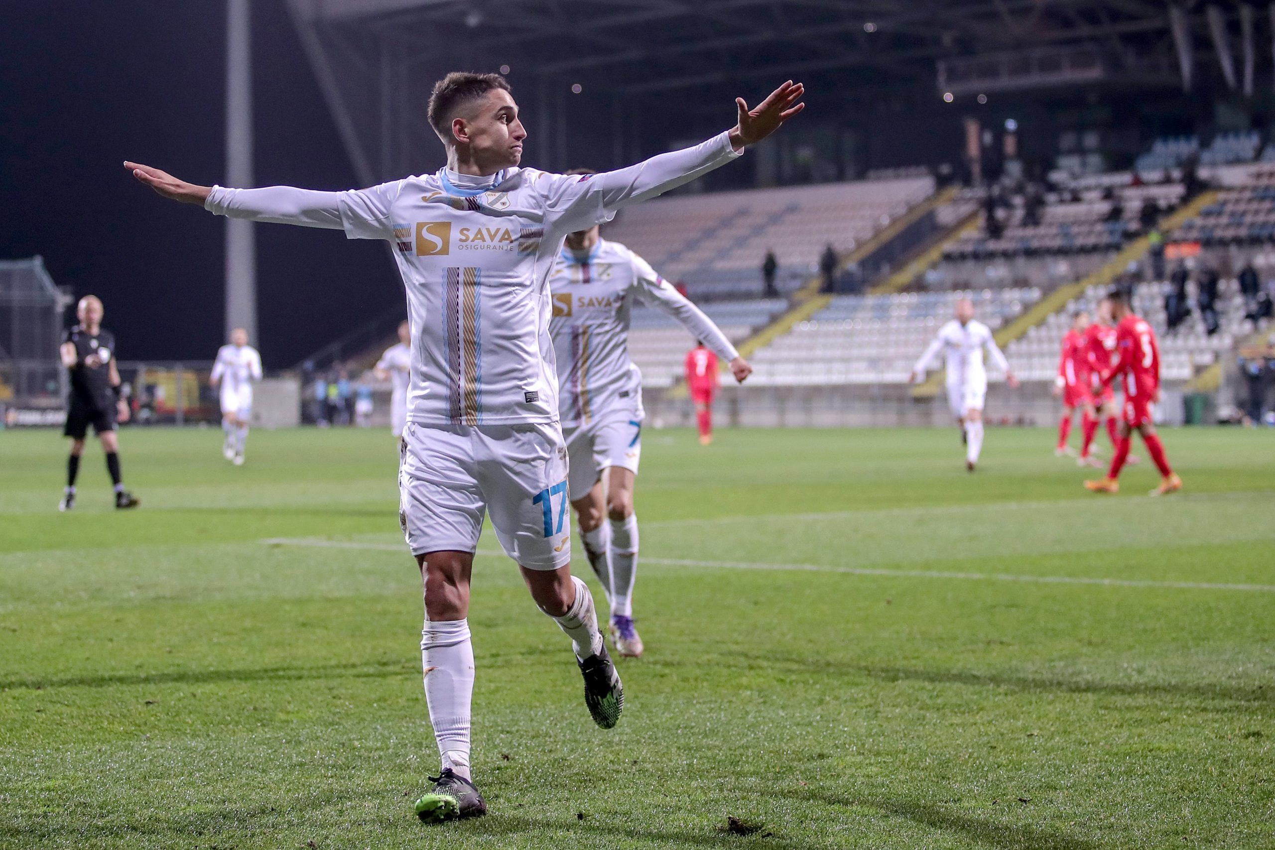 10.12.2020., Rijeka - Utakmica 6. kola skupine F UEFA Europa lige HNK Rijeka - AZ Alkmaar. Luka Menalo.
Photo: Luka Stanzl/PIXSELL