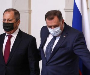 15.12.2020., Sarajevo, Bosna i Hercegovina  - Predsjedavajuci Predsjednistva BiH Milorad Dodik sastao se sa ministrom vanjskih poslova Ruske Federacije Sergejom Lavrovom. Clanovi predsjednistva BiH Sefik Dzaferovic i Zeljko Komsic odbili su doci na sastanak.
Photo: Armin Durgut/PIXSELL