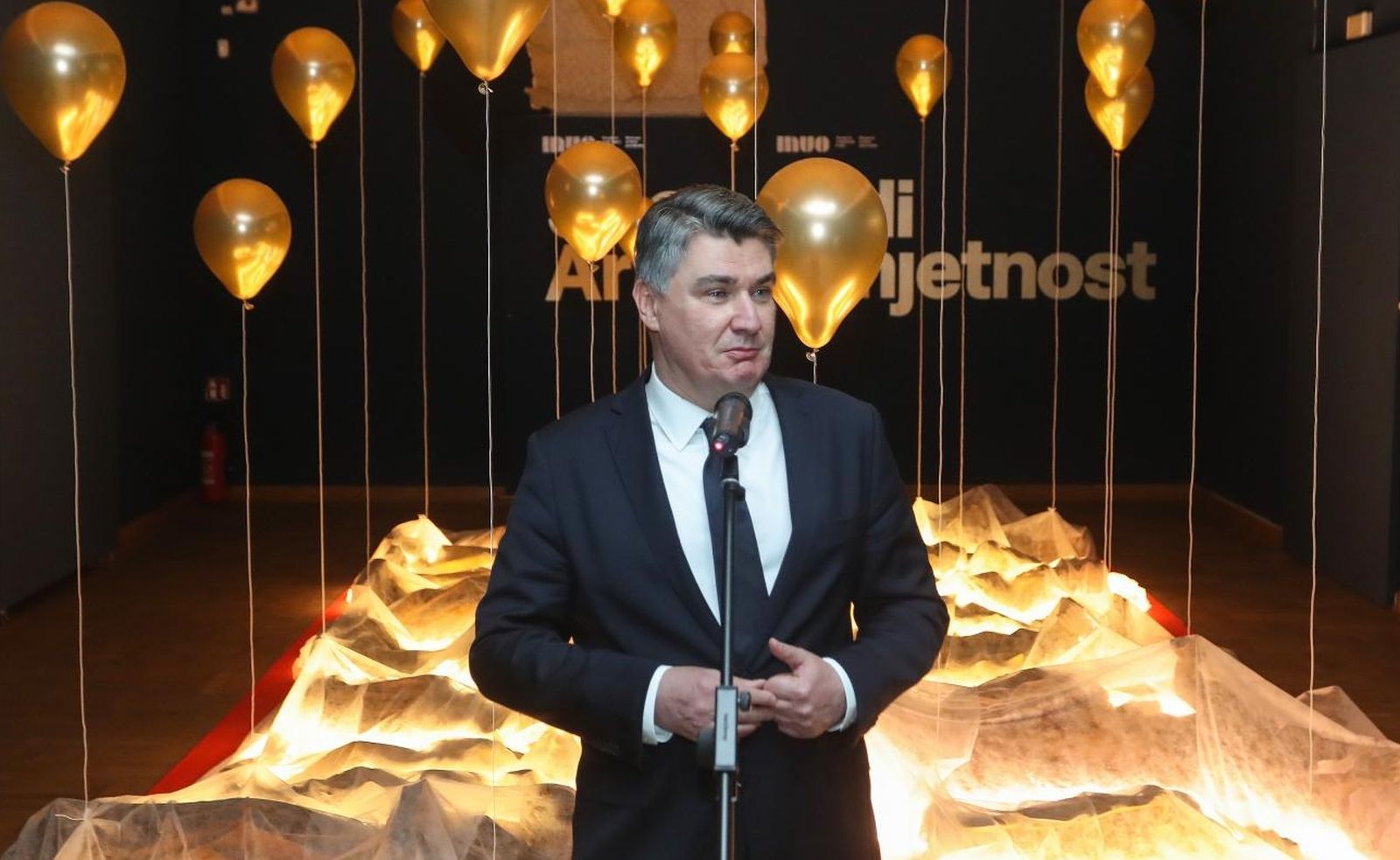 24.11.2020., Zagreb - Svecano otvorenje izlozbe "Protreseni Muzej za umjetnost i obrt: od potresa do potresa 1880.- 2020.". Predsjednik Zoran Milanovic. Photo: Luka Stanzl/PIXSELL