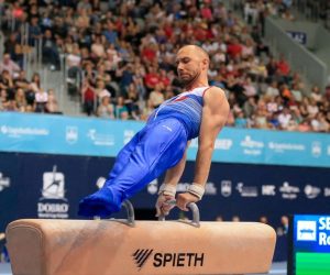 25.05.2019., Osijek - Prvi finalni dan 11. izdanja Svjetskog gimnastickog kupa DOBRO World Cup. Robert Seligman osvojio je prvo mjesto u disiplini konj s hvataljkama. Photo: Dubravka Petric/PIXSELL