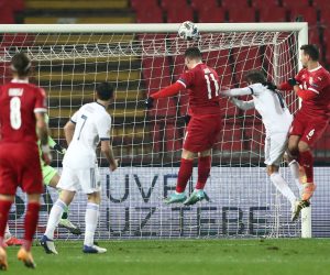 UEFA Nations League - League B - Group 3 - Serbia v Russia Soccer Football - UEFA Nations League - League B - Group 3 - Serbia v Russia - Rajko Mitic Stadium, Belgrade, Serbia - November 18, 2020 Serbia's Luka Jovic scores their second goal REUTERS/Marko Djurica MARKO DJURICA