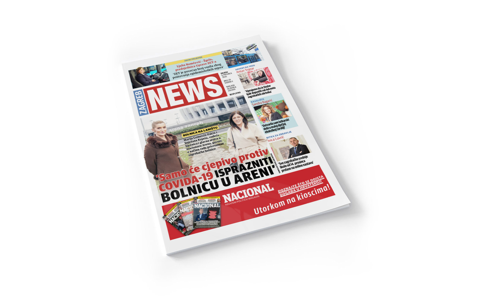 Magazine cover cut out on white Mockup