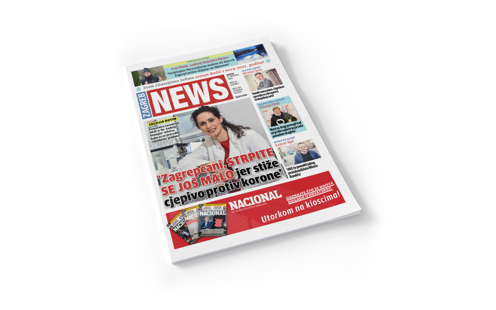 Magazine cover cut out on white Mockup