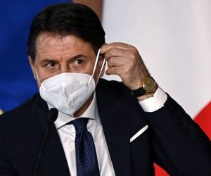 epa08911193 Italian premier Giuseppe Conte during the year-end press conference organized by the Order of Journalists (ODG) at Villa Madama, Rome, Italy, 30 December 2020.  EPA/Riccardo Antimiani
