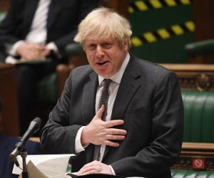 epa08911456 A handout photograph released by the UK Parliament shows Britain's Prime Minister Boris Johnson during during the debate in the House of Commons on the EU (Future Relationship) Bill  in London, Britain, 30 December 2020.  EPA/JESSICA TAYLOR/UK PARLIAMENT HANDOUT  HANDOUT EDITORIAL USE ONLY/NO SALES