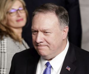 epa08933373 (FILE) - US Secretary of State Mike Pompeo during family picture at NATO foreign ministers meeting in Brussels, Belgium, 20 November 2019 (reissued 12 January 2021). The US State Separtment on 12 January 2021 announced that State Secretay Mike Pompeo's trip to Belgium has been cancelled. The trip was scheduled for 13-14 January.  EPA/OLIVIER HOSLET *** Local Caption *** 55648040