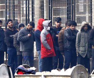 epa08955538 Migrants at the former military barracks in Blazuj, a suburb of Sarajevo, Bosnia and Herzegovina, 21 January 2021. According to the latest official data, there are currently more than 6,000 migrants in Bosnia and Herzegovina, who entered illegally in an attempt to reach some of the countries of Western Europe, mostly Germany, Italy and Austria.  EPA/FEHIM DEMIR