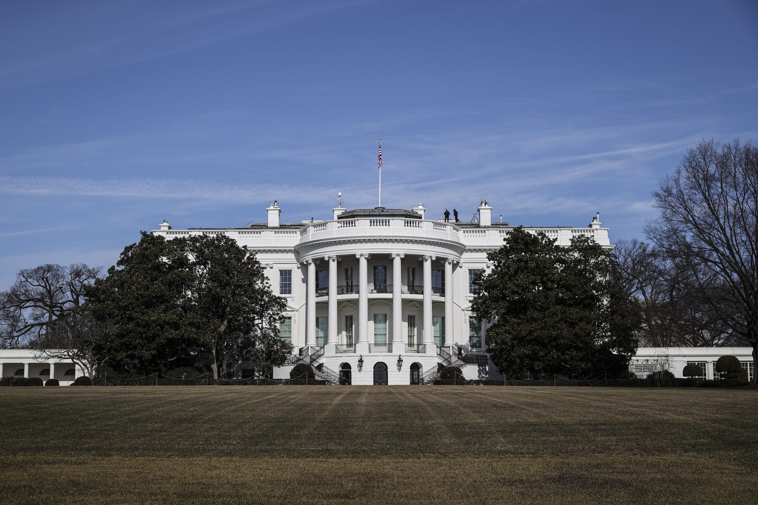 epa08962989 The South Lawn of the White House is seen before US President Joe Biden departs to the Holy Trinity Catholic Church in the Georgetown neighborhood of Washington, DC, USA, 24 January 2021.  EPA/Oliver Contreras / POOL