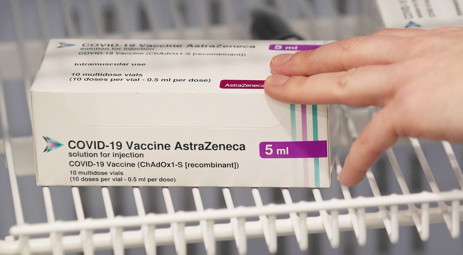 epa08968294 (FILE) - The Covid-19 AstraZeneca Covid-19 vaccine in a refrigerator at Robertson House in Stevenage, Hertfordshire, Britain, 11 January 2021 (reissued 27 January 2021). BAstraZeneca has rejected EU's criticism of its vaccine rollout process, after the company had announced delays in delivering the agreed doses to the bloc.  EPA/JOE GIDDENS / POOL *** Local Caption *** 56613507
