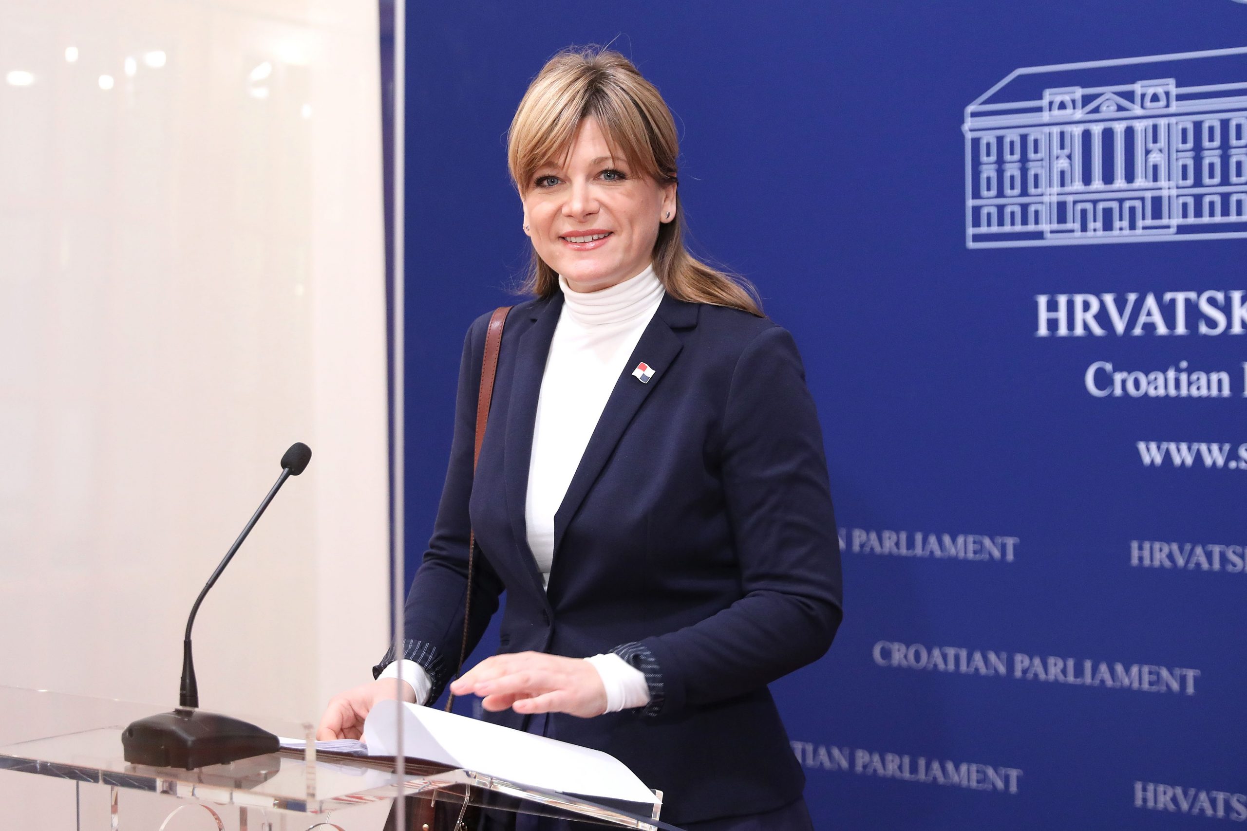 01.12.2020., Zagreb - Na konferenciji za medije odrzanoj u Saboru o upravljanju drzavnim tvrtkama govorila je Karolina Vidovic Kristo. 
Photo: Patrik Macek/PIXSELL