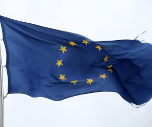03.11.2019.,Sibenik - Zastave zupanije, grada Sibenika, EU i Republike Hrvatske vijore se na vjetru.  Photo: Dusko Jaramaz/PIXSELL