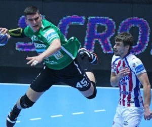 03.12.2019., Sportska dvorana OS kralja Tomislava, Nasice - SEHA liga, 08. kolo, RK Nexe - RK Motor Zaporozje. Halil Jaganjac, Iurii Kubatko Photo: Davor Javorovic/PIXSELL