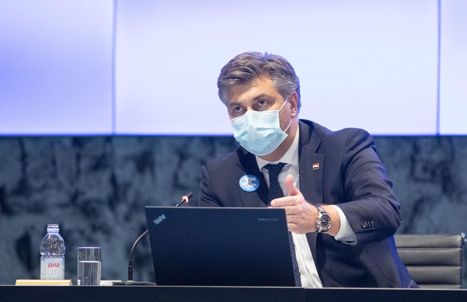 04.01.2021., Zagreb - Na sjednici Vlade RH donesena odluka te je proglasena katastrofa na podrucjima pogodjenim potresom. Nakon sjednice odrzana je konferencija za medije. Predsjednik Vlade Andrej Plenkovic. Photo: Davor Puklavec/PIXSELL