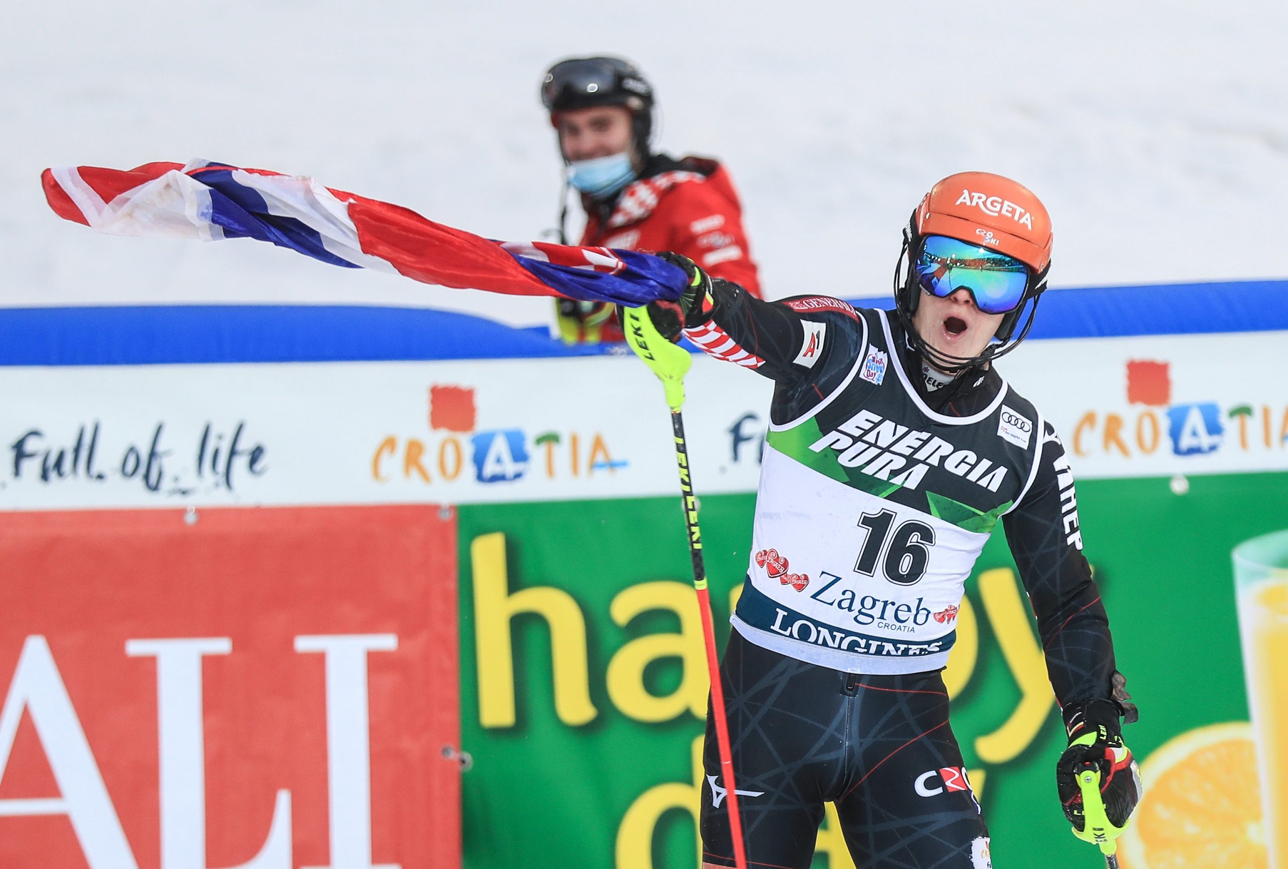 06.01.2021., Zagreb - Druga voznja muskog slaloma Audi FIS Svjetskog skijaskog kupa Snow Queen Trophy. Filip Zubcic Photo: Slavko Midzor/PIXSELL