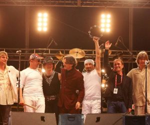15.06.2005., stadion Asim Ferhatovic Hase, Sarajevo - Koncert grupe Bijelo dugme na Kosevu. Alen Islamovic, Goran Bregovic, Zeljko Bebek, Mladen Vojicic Tifa. 
Photo: Davor Puklavec/PIXSELL