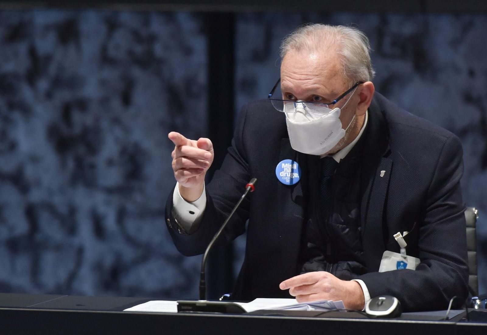 13.01.2021.,Zagreb - Nacionalni stozer civilne zastite odrzao je konferenciju za medije u Nacionalnoj i sveucilisnoj knjiznici. Ministar unutarnjih poslova Davor Bozinovic.
Photo: Davorin Visnjic/PIXSELL