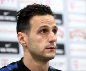 13.06.2018., Rusija, Roscino - Svjetsko nogometno prvenstvo u Rusiji 2018. Hrvatski nogometni reprezentativci Ivan Perisic i Nikola Kalinic odrzali su konferenciju za medije na stadionu Arena Roscino. 
Photo: Igor Kralj/PIXSELL