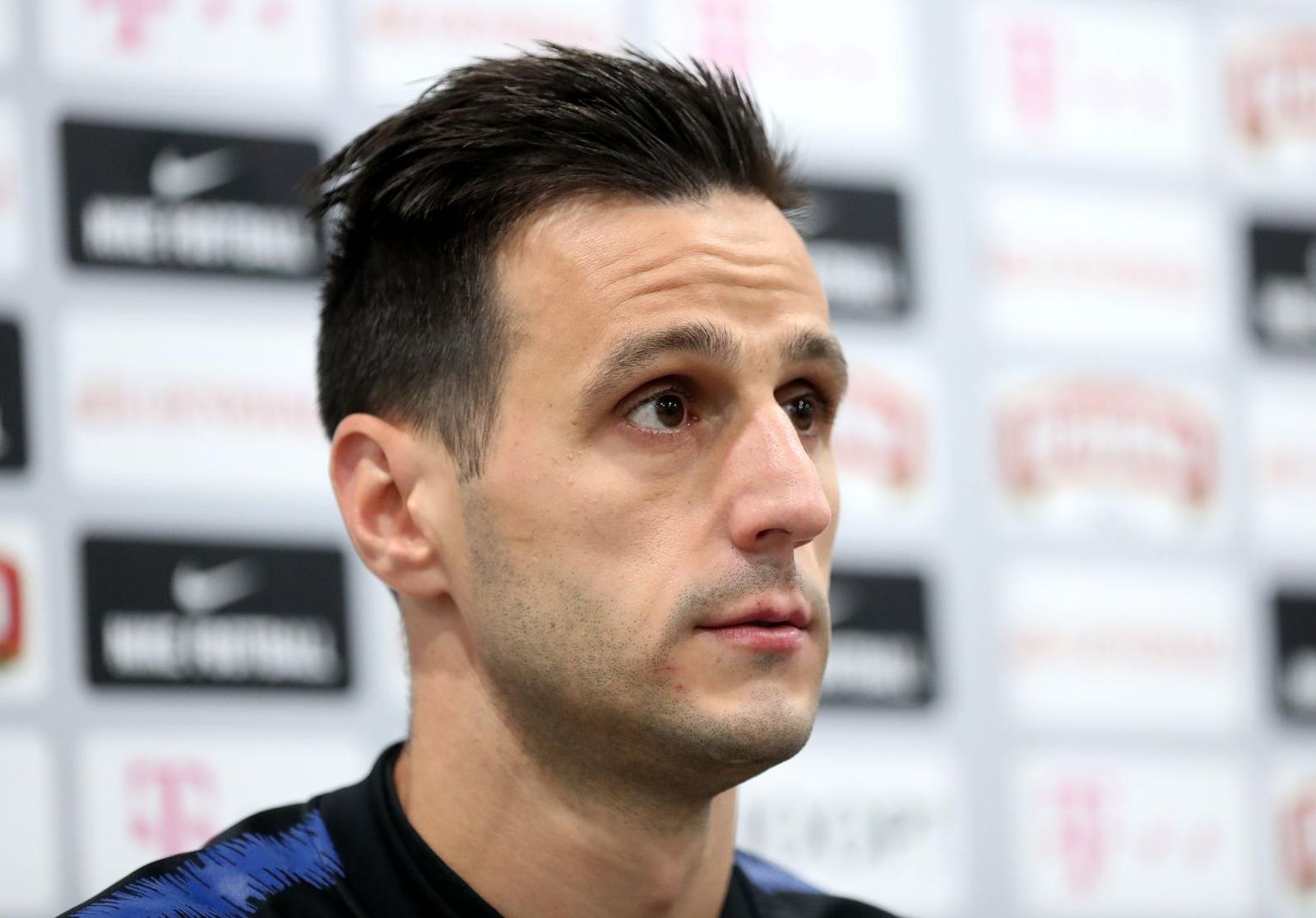 13.06.2018., Rusija, Roscino - Svjetsko nogometno prvenstvo u Rusiji 2018. Hrvatski nogometni reprezentativci Ivan Perisic i Nikola Kalinic odrzali su konferenciju za medije na stadionu Arena Roscino. 
Photo: Igor Kralj/PIXSELL