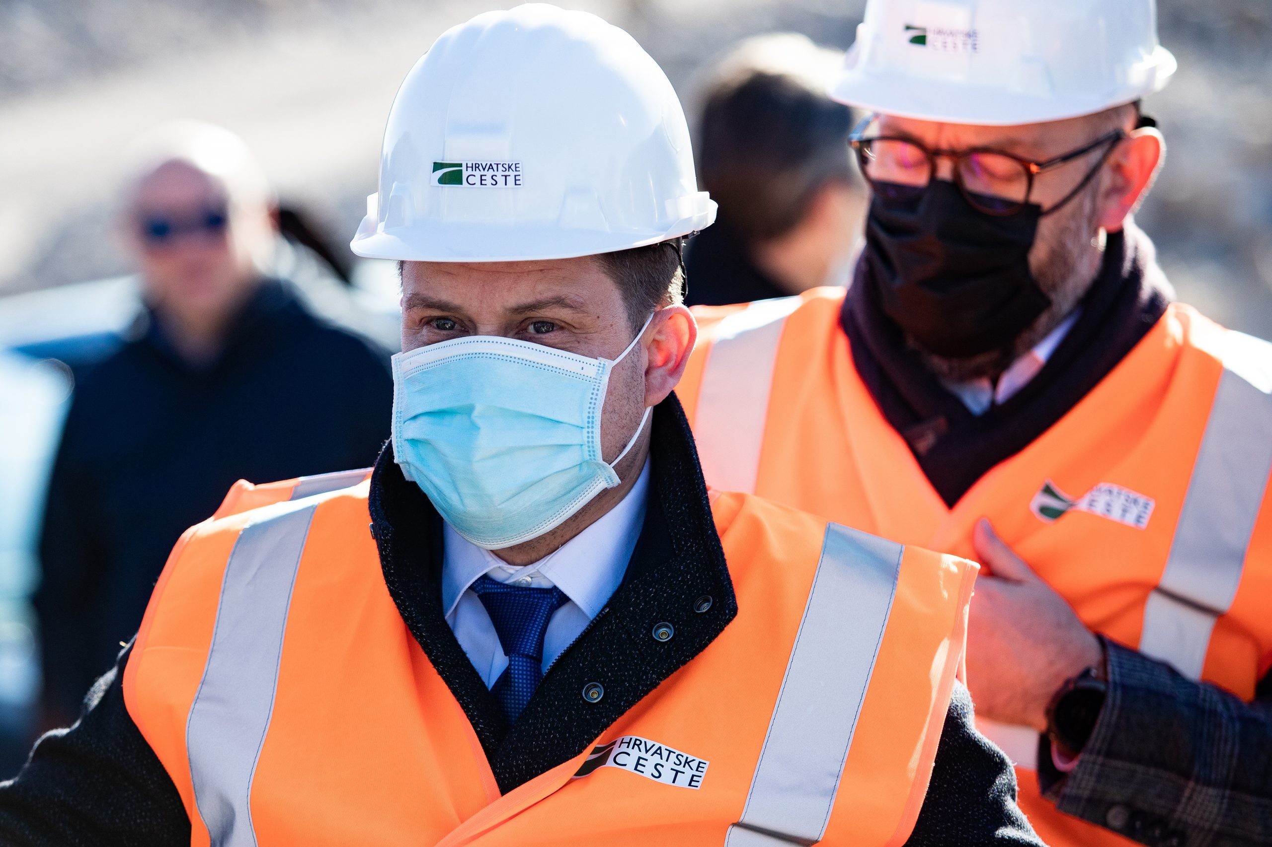 15.01.2021., Ston - Obilazak tunela Debeli Brijeg na Peljescu uz nazocnost ministra Olega Butkovica s predstavnicima izvodaca radova i nadzora izgradnje Peljeskog mosta.
Photo: Milan Sabic/PIXSELL