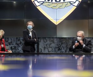 18.01.2021., Zagreb - U Nacionalnoj i sveucilisnoj knjiznici odrzana je konferencija za medije Stozera civilne zastite Republike Hrvatske. Pomocnica ministra zdravstva  Vera Katalinic-Jankovic, ravnateljica Klinike za infektivne bolesti "Dr. Fran Mihaljevic" Alemka Markotic, ministar unutarnjih poslova Davor Bozinovic Photo: Robert Anic/PIXSELL