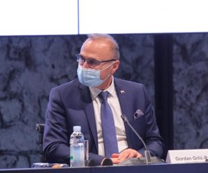 18.12.2020., Zagreb - U zgradi Nacionalne i sveucilisne knjiznice predsjednik Vlade Andrej Plenkovic i clanovi Vlade sudjelovali su na konferenciji The Economist, Svijet u 2021. Gordan Grlic - Radman. 
Photo: Tomislav Miletic/PIXSELL