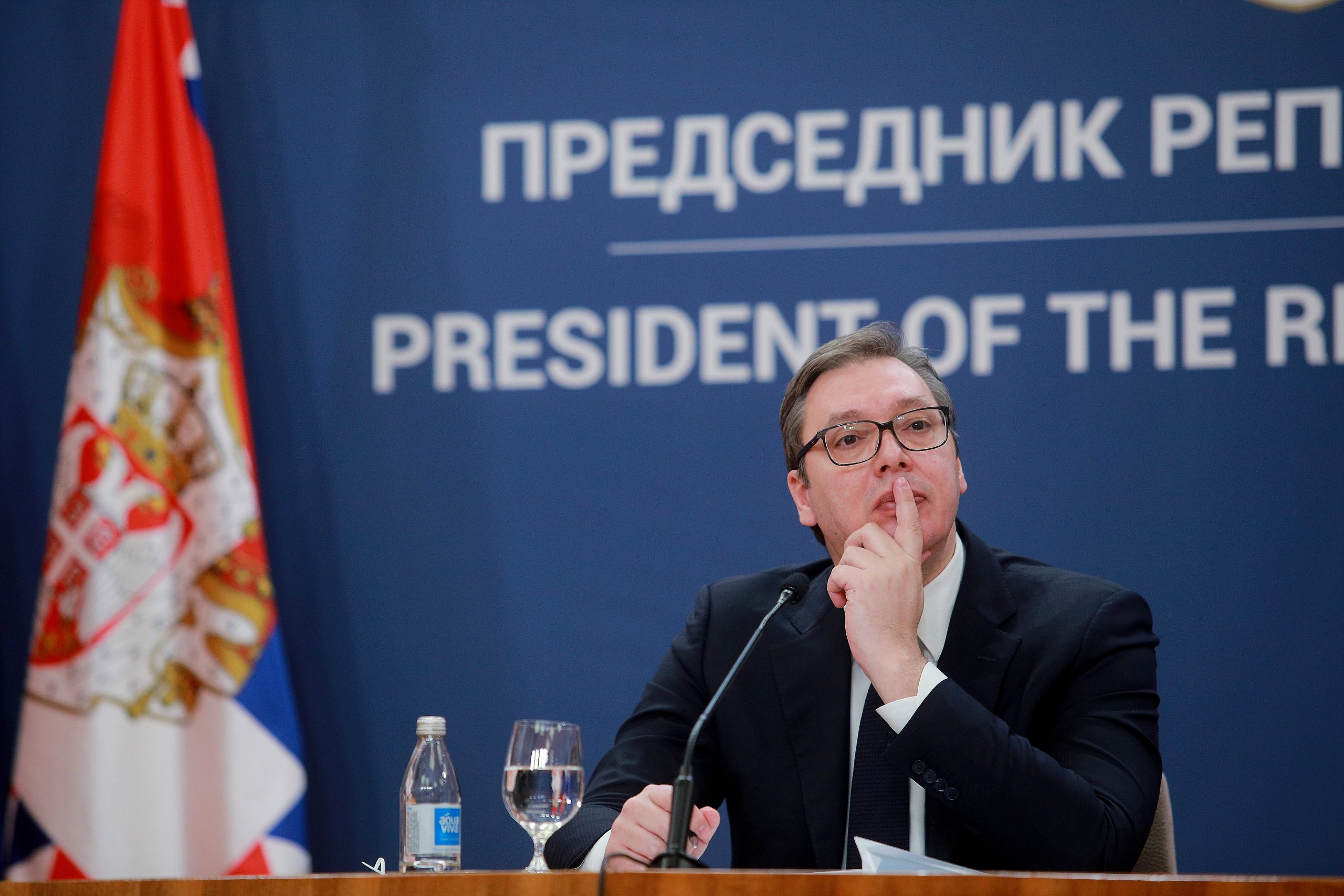 19, January, 2021, Belgrade - Press conference after the sessions of the state summit and the operational team for vaccination. Aleksandar Vucic. Photo: Milos Tesic/ATAImages

19, januar, 2021, Beograd  - Konferencija za medije posle Sednica drzavnog vrha i operativnog tima za vakcinaciju. Photo: Milos Tesic/ATAImages