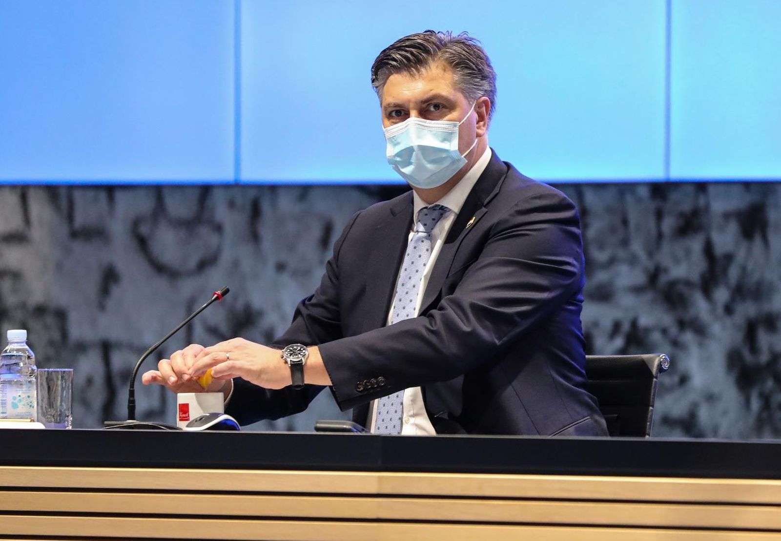 25.01.2021,Zagreb,NSK - Pod predsjedanjem predsjednika Vlade Andreja Plenkovica odrzao se  sastanak Medjuresorne radne skupine za pracenje provedbe bespovratnih sredstava iz Fonda solidarnosti Europske unije namijenjenih za financiranje obnove Grada Zagreba, Krapinsko-zagorske zupanije i Zagrebacke zupanije.
Photo: Jurica Galoic/PIXSELL