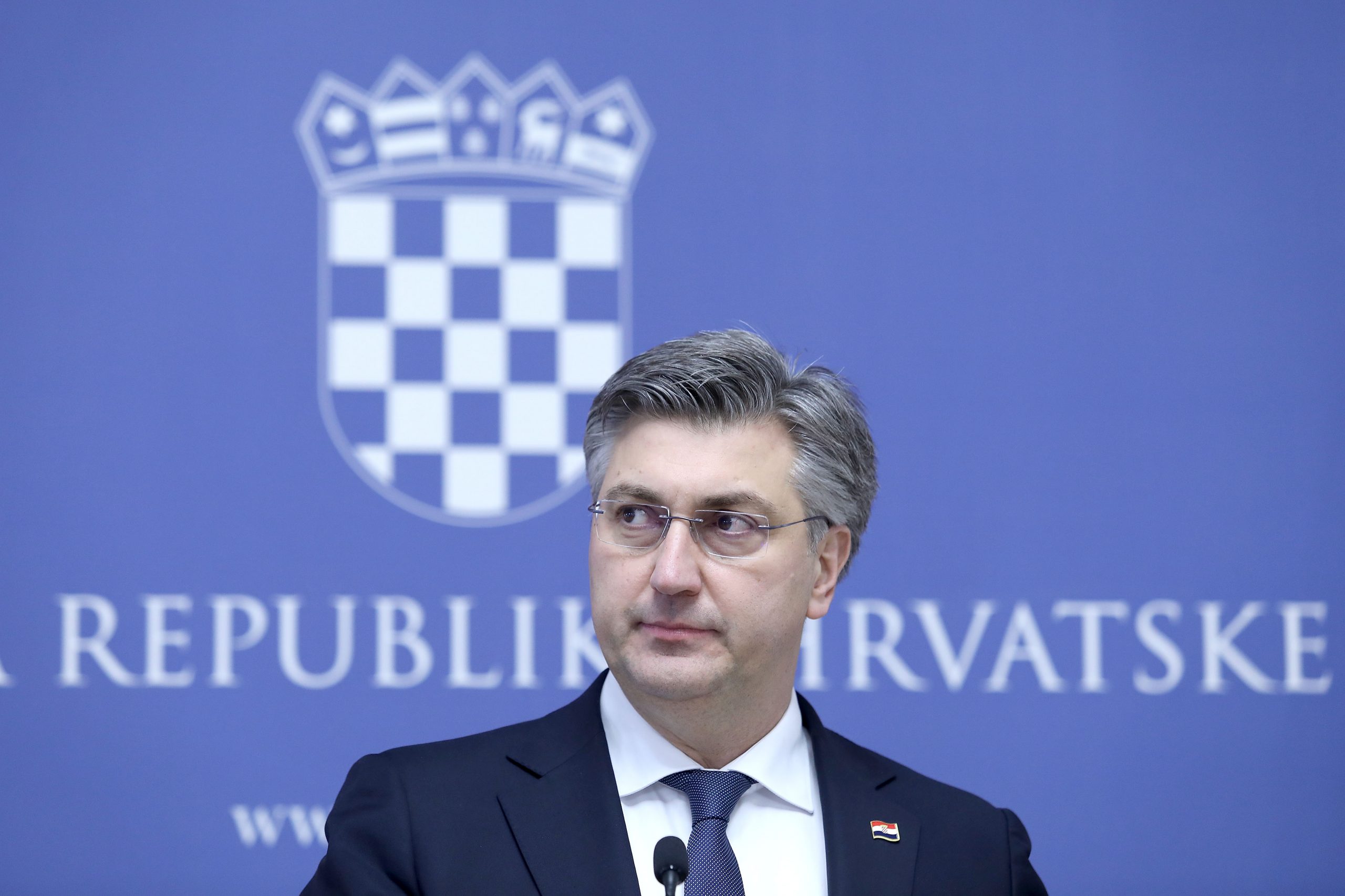 26.01.2021, Zagreb - Vladajuca koalicija odrzala je danas online sastanak, nakon kojeg je u Banskim dvorima izjavu za medije dao Andrej Plenkovic.
Photo: Patrik Macek/PIXSELL