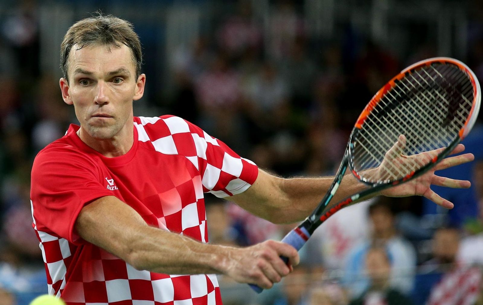 27.11.2016., Arena Zagreb, Zagreb - Finale Davis kupa, Hrvatska - Argentina, Ivo Karlovic - Federico Delbonis.
Photo: Igor Kralj/PIXSELL