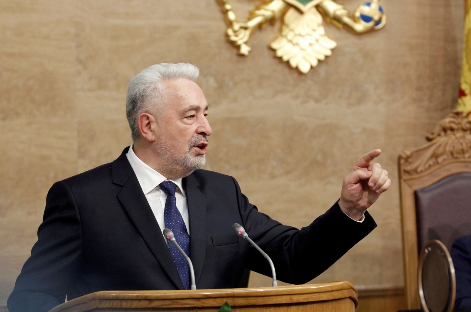 Montenegro's new government Montenegro's Prime Minister Zdravko Krivokapic speaks during the swearing-in ceremony for the new government at the parliament in Podgorica, Montenegro December 4, 2020. REUTERS/Stevo Vasiljevic STEVO VASILJEVIC