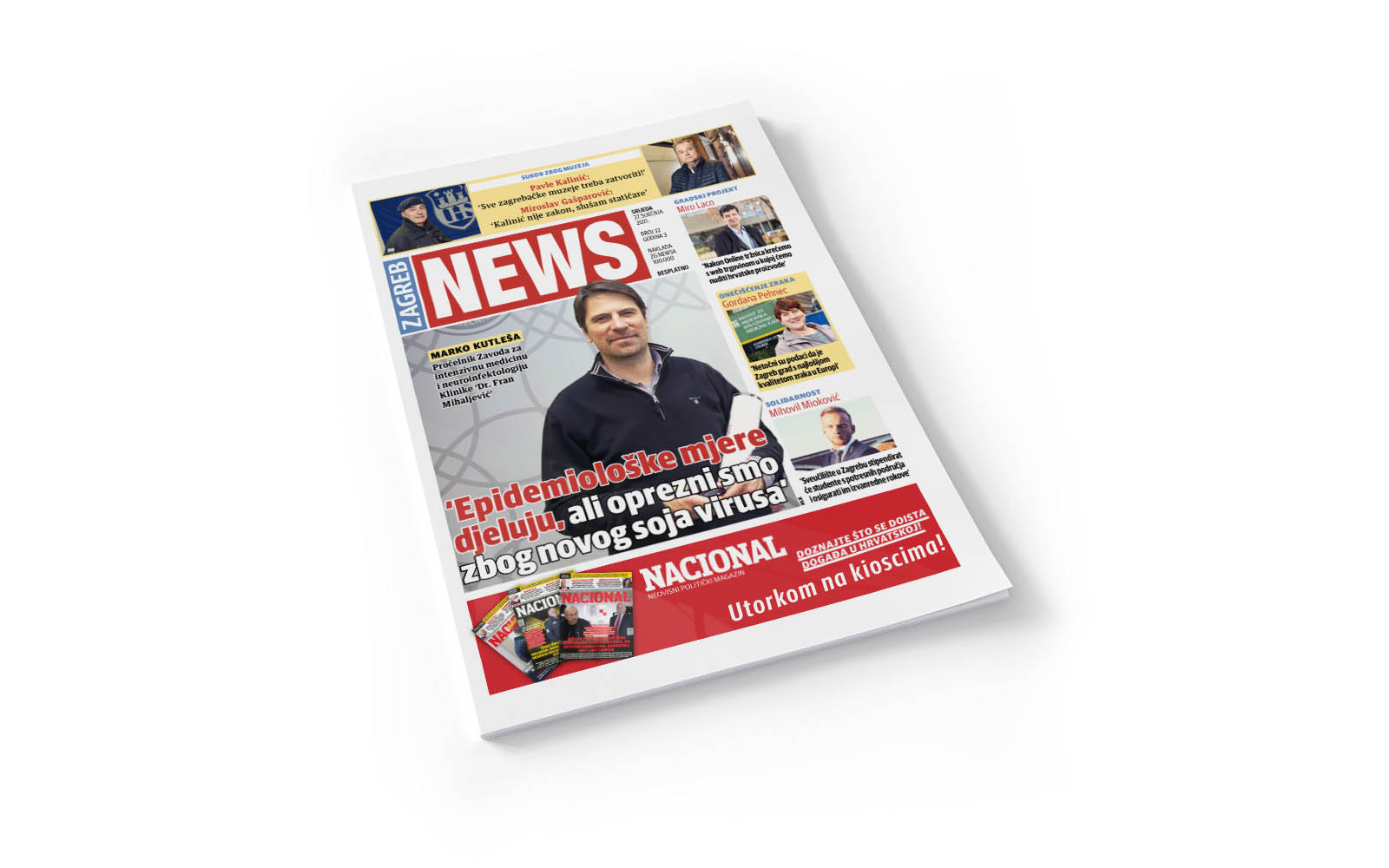 Magazine cover cut out on white Mockup