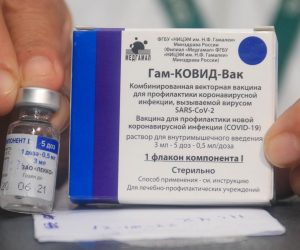 epa08981472 (FILE) - A nurse shows the vaccine against Covid-19 to apply it to doctors and health workers, after the arrival of the first 20,000 doses of the Russian Sputnik V, at the Japanese Hospital of Santa Cruz, Bolivia, 29 January 2021 (reissued 02 February 2021). Results of a study published in The Lancet on 02 February 2021 say that the Russian Covid-19 vaccine Sputnik V has an efficacy of 91.6 percent. The vaccine had been rolled out by Russia before Phase 3 trials were finished.  EPA/JUAN CARLOS TORREJON