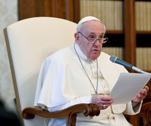epa08983699 A handout photo made available by the Vatican Media shows Pope Francis during his weekly general audience in Vatican City, 03 February 2021.  EPA/VATICAN MEDIA / HANDOUT  HANDOUT EDITORIAL USE ONLY/NO SALES