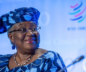epa09014563 (FILE) Ngozi Okonjo-Iweala from Nigeria attends the press conferences of candidates for the WTO Director-General selection process, at the headquarters of the World Trade Organization (WTO), in Geneva, Switzerland, 15 July 2020 (reissued 15 February 2021). Ngozi Okonjo-Iweala became WTO Director General succeeding Roberto Azevedo, the organisation announced on 15 February 2021.  EPA/MARTIAL TREZZINI