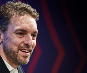 epa09032012 (FILE) - Spanish basketball player Pau Gasol speaks during a press conference in Barcelona, Spain, 19 June 2019 (reissued on 23 February 2021). Pau Gasol will play again for FC Barcelona until the end of the seasn as the club announced in the social media on 23 February 2021. Gasol returns to Barcelona after a long professional career in the United States and after being two time NBA Champion playing with Los Angeles Lakers.  EPA/Alejandro Garcia