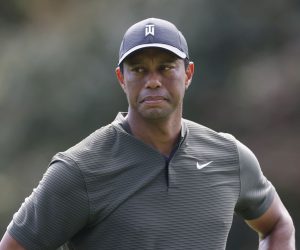 epa09032342 (FILE) - Tiger Woods of the US on the fifteenth hole during the first round of the 2020 Masters Tournament at the Augusta National Golf Club in Augusta, Georgia, USA, 12 November 2020 (Reissued 23 February 2021). Tiger Woods was hospitalized following a car accident in LA Count on 23 February.  EPA/ERIK S. LESSER *** Local Caption *** 56494057