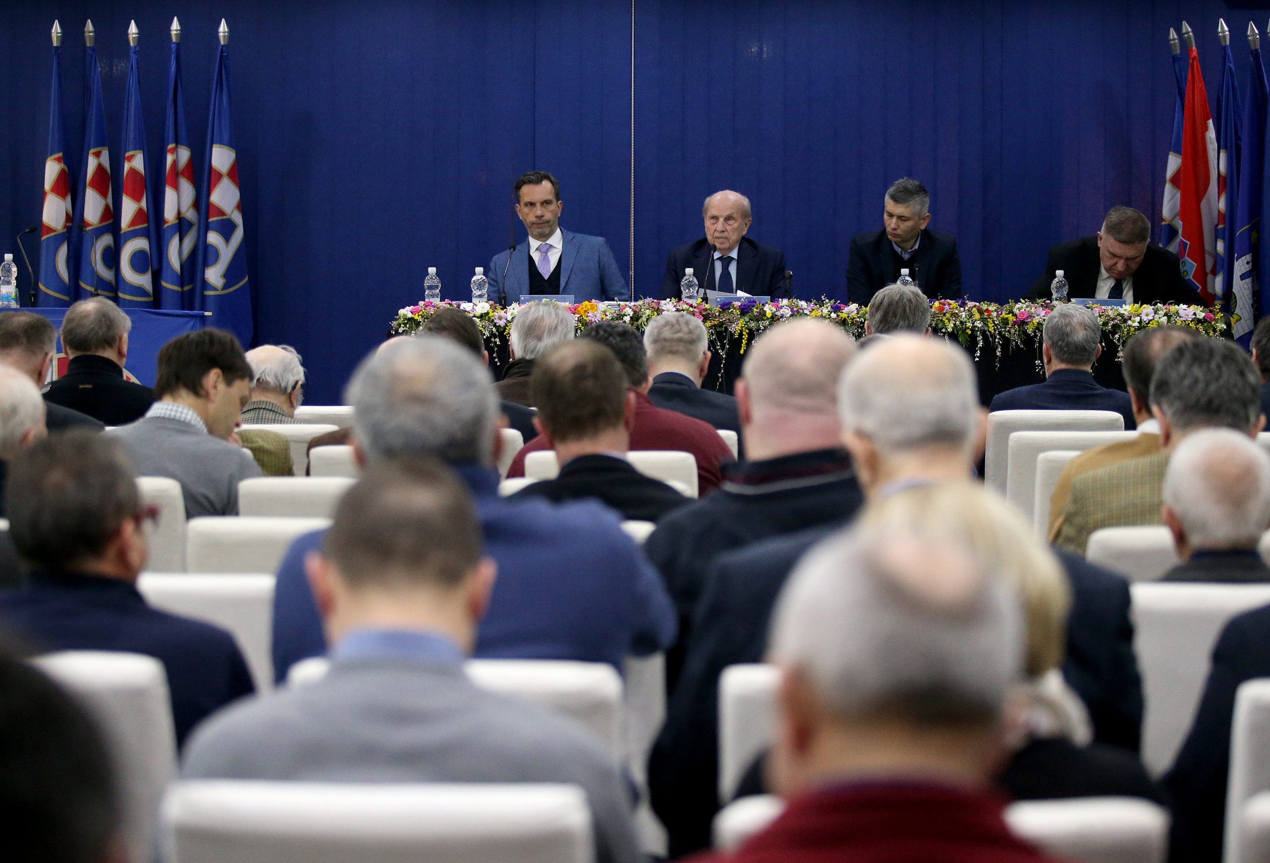 01.03.2018., Zagreb - Redovna skupstina GNK Dinama na Maksimirskom stadionu. Tomislav Svetina, Mirko Barisic, Damir Metelko, Milan Komorcec.
 Photo: Igor Kralj/PIXSELL