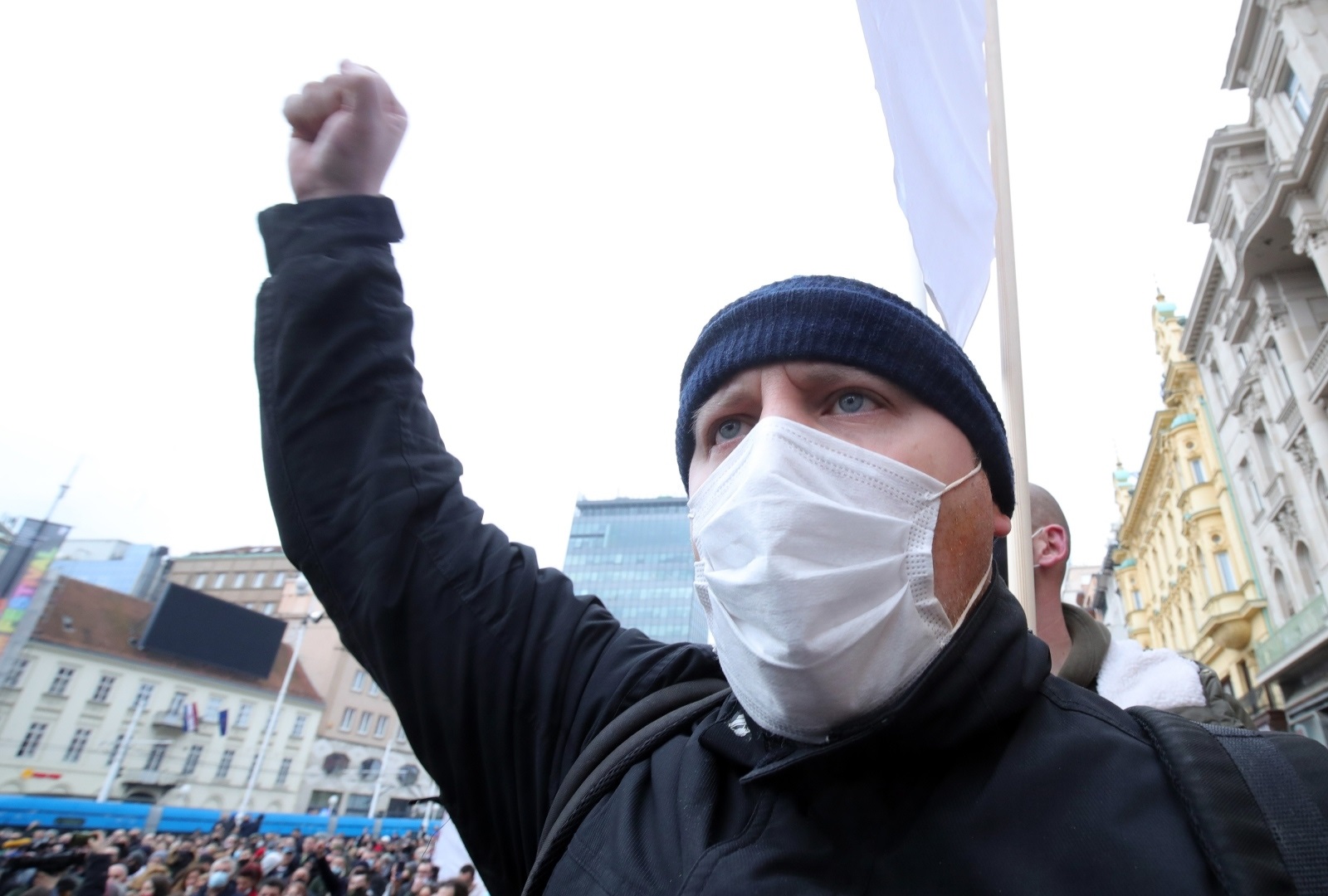 03.02.2021., Zagreb - U organizaciji Udruge Glas poduzetnika na Trgu bana Josipa Jelacica odrzan je prosvjed "zbog neadekvatnih ekonomskih mjera i diskriminatornih odluka prema dijelu poduzetnika". Photo: Sanjin Strukic/PIXSELL