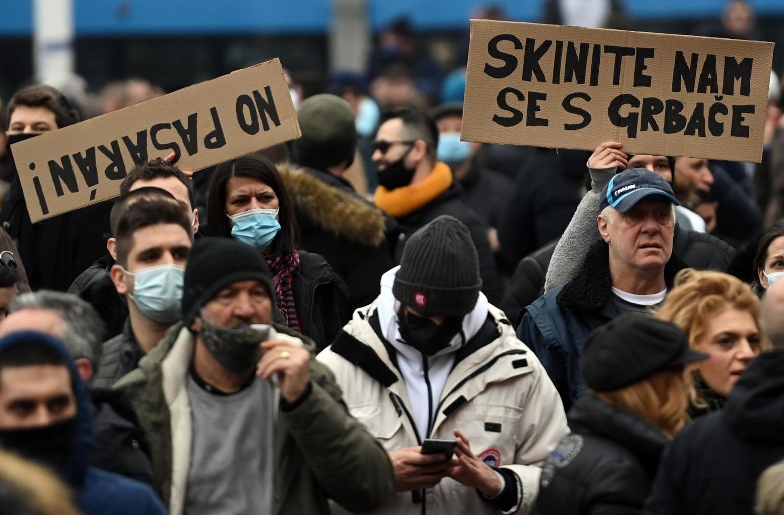 03.02.2021., Zagreb - U organizaciji Udruge Glas poduzetnika na Trgu bana Josipa Jelacica odrzan je prosvjed "zbog neadekvatnih ekonomskih mjera i diskriminatornih odluka prema dijelu poduzetnika". Photo: Igor Soban/PIXSELL