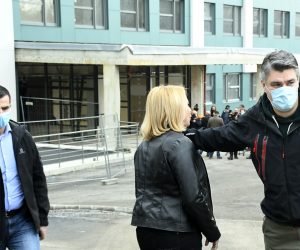 05.02.2021., Sisak - Predsjednik Republike Hrvatske Zoran Milanovic i gradonacelnica Siska Kristina Ikic Banicek obisao je Opcu bolnicu Sisak. Photo: Nikola Cutuk/PIXSELL